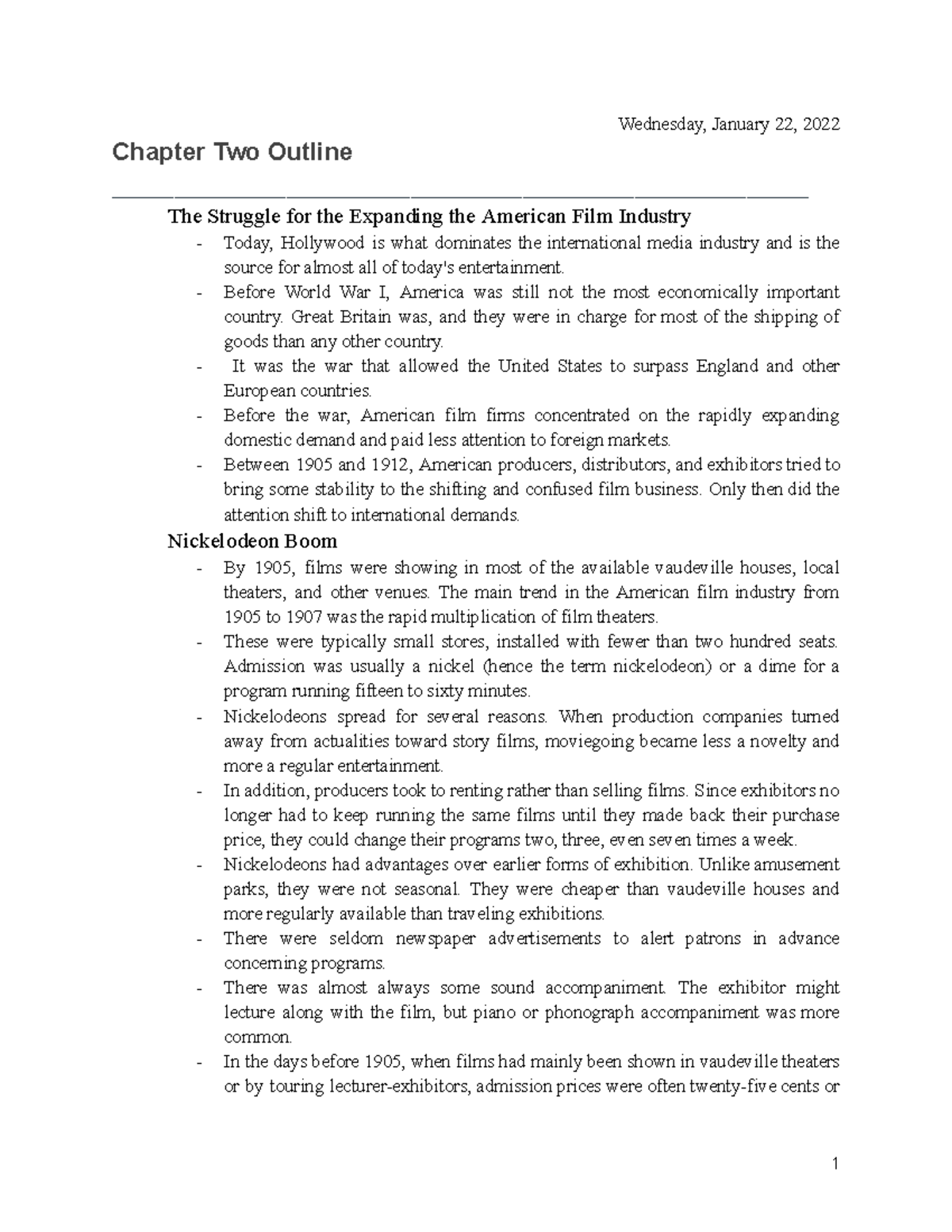 Chap 2 Outline pg.1 - Wednesday, January 22, 2022 Chapter Two Outline ...