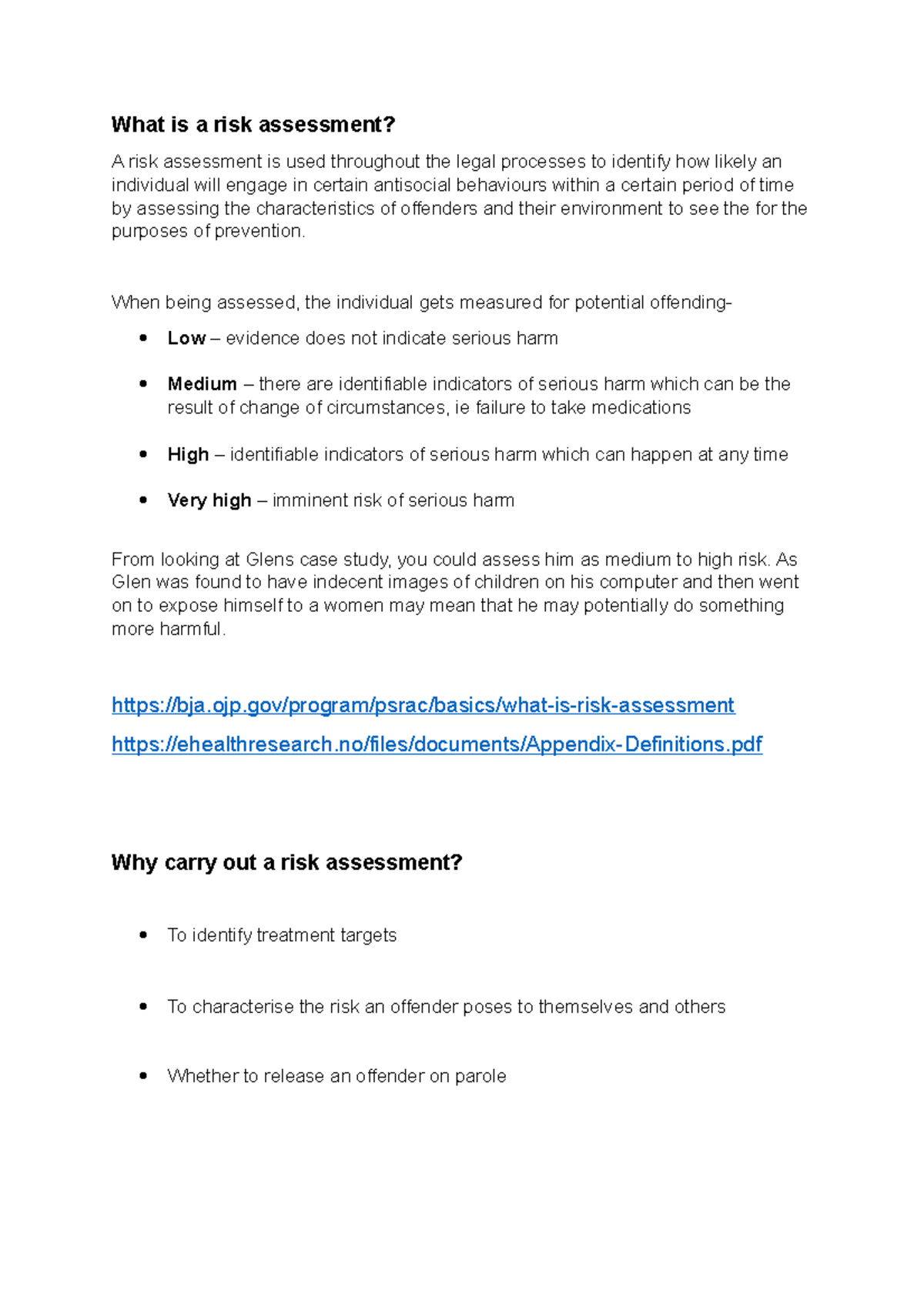 Forensic risk assessment presentation What is a risk assessment? A