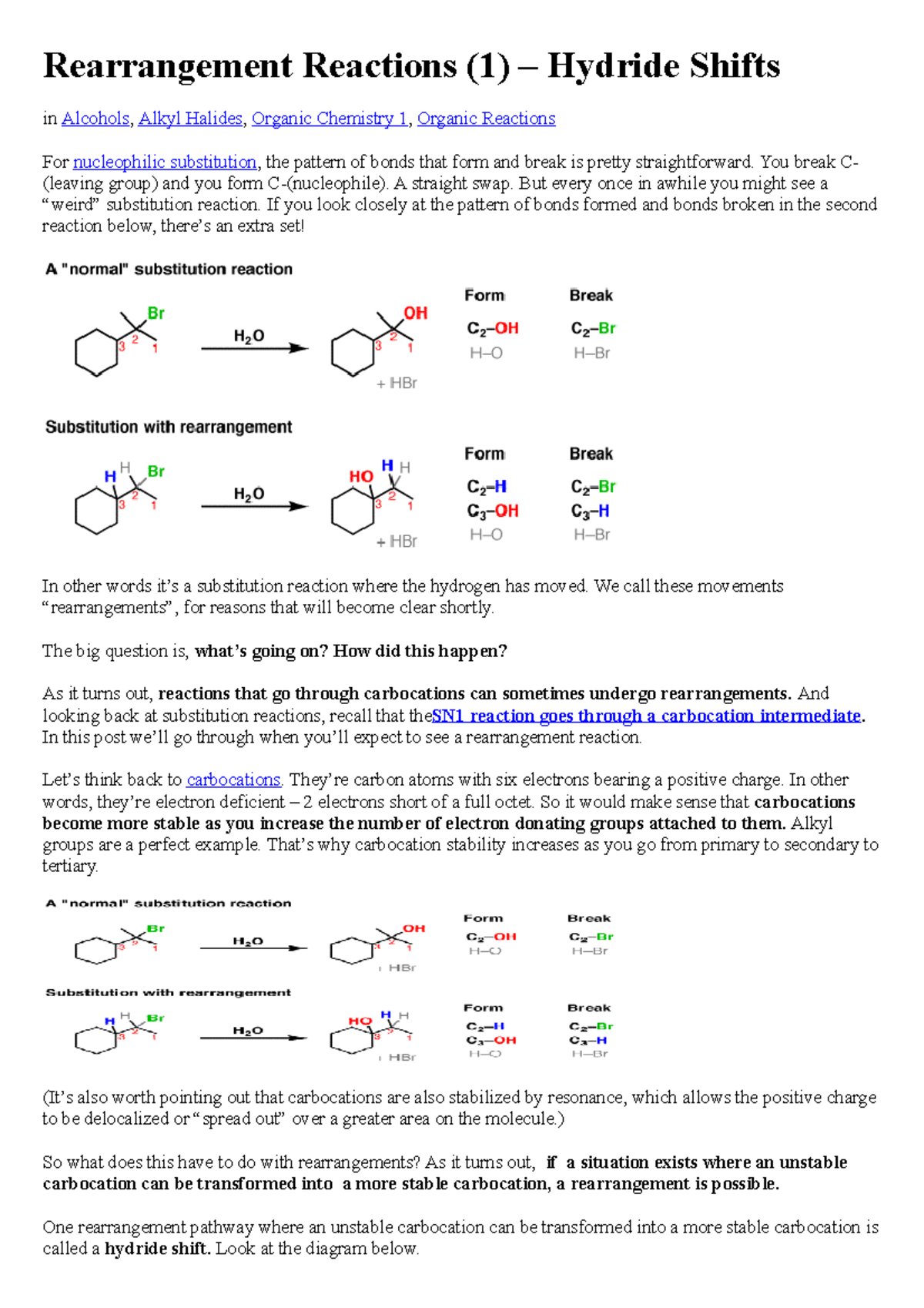 Rearrangement Reactions - You break C- (leaving group) and you form C ...