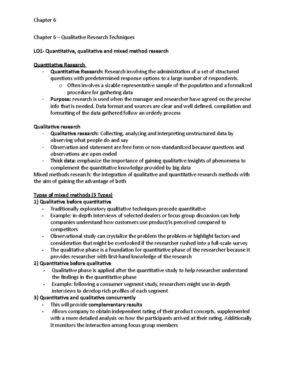 Chapter 6 - Lecture notes MR - Chapter 6 – Qualitative Research ...
