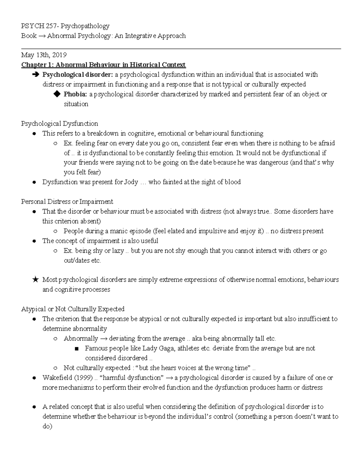 Psychopathology: Abnormal Psychology Chapter 1 - Studocu