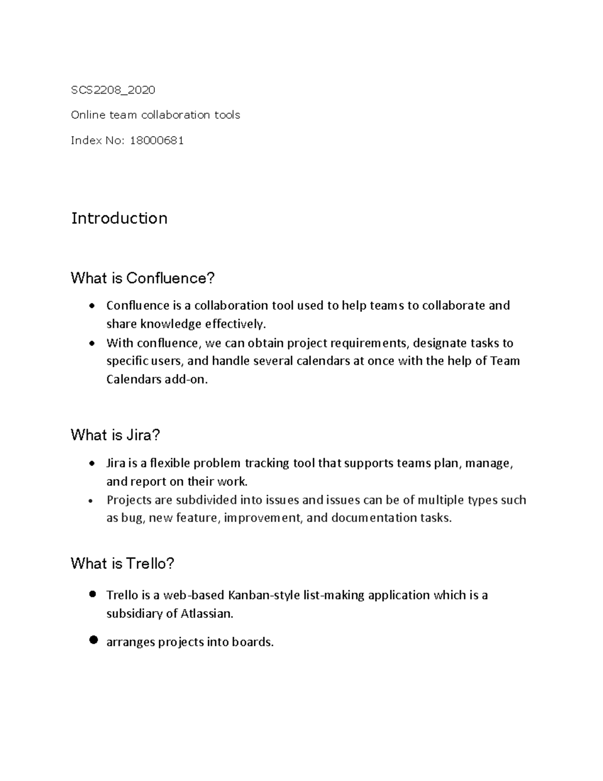 Comparison of Jira,Trello and Confluence - SCS2208_ Online team ...