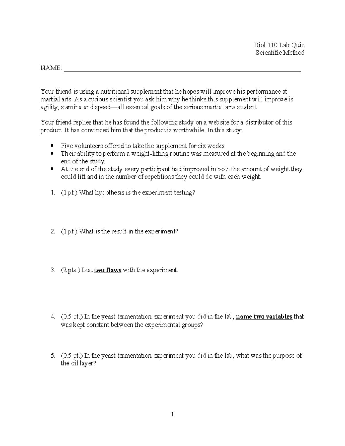 Scientific Method For Research And Study - Biol 110 Lab Quiz Scientific 