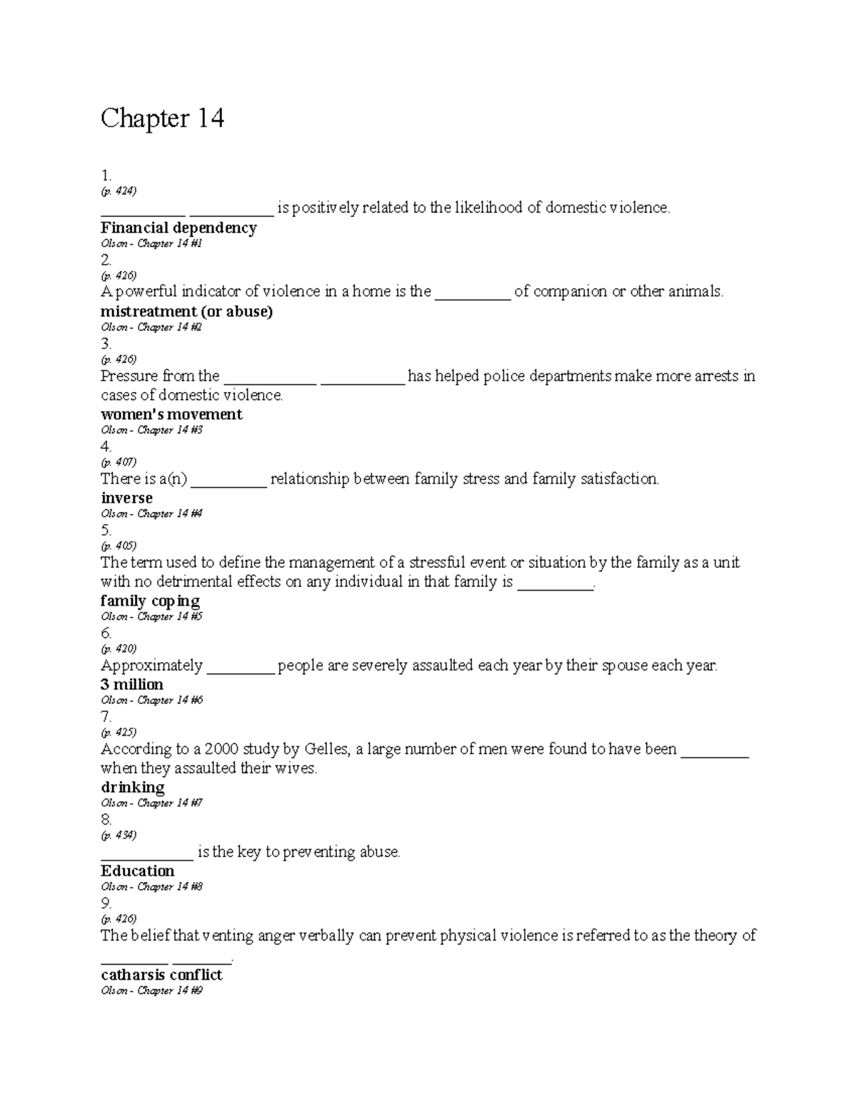 FCS 441 Practice Test Chapter 14 - Chapter 14 1. (p. 424 ...