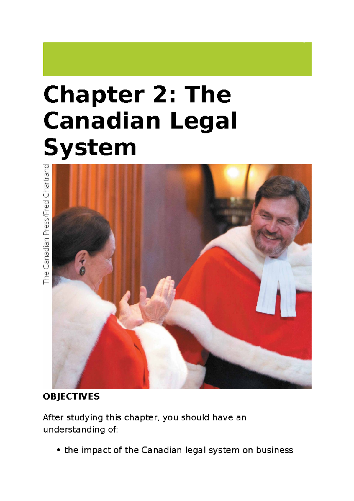 Chapter 2 The Canadian Legal System - Chapter 2: The Canadian Legal ...