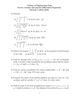 Tut 3 on Vector Differential Calculus - College of Engineering Pune ...