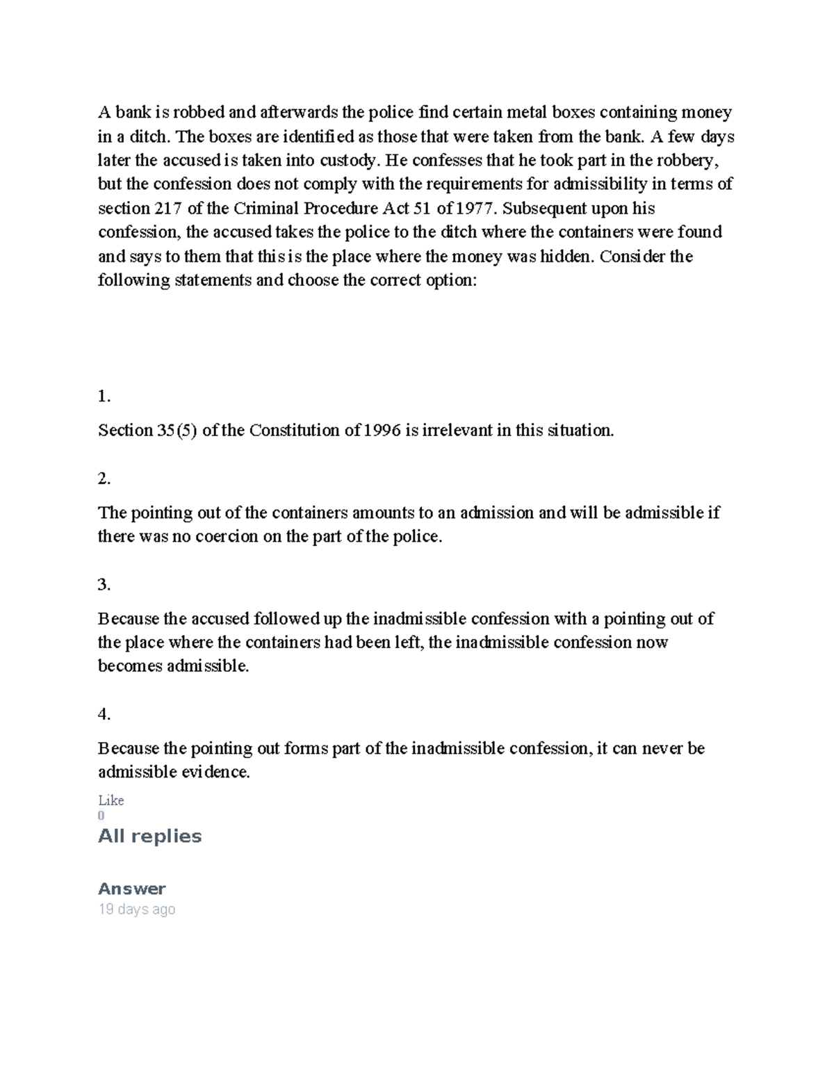 Tutorial Letter 102 - Assignment 1 and 2 - A bank is robbed and ...