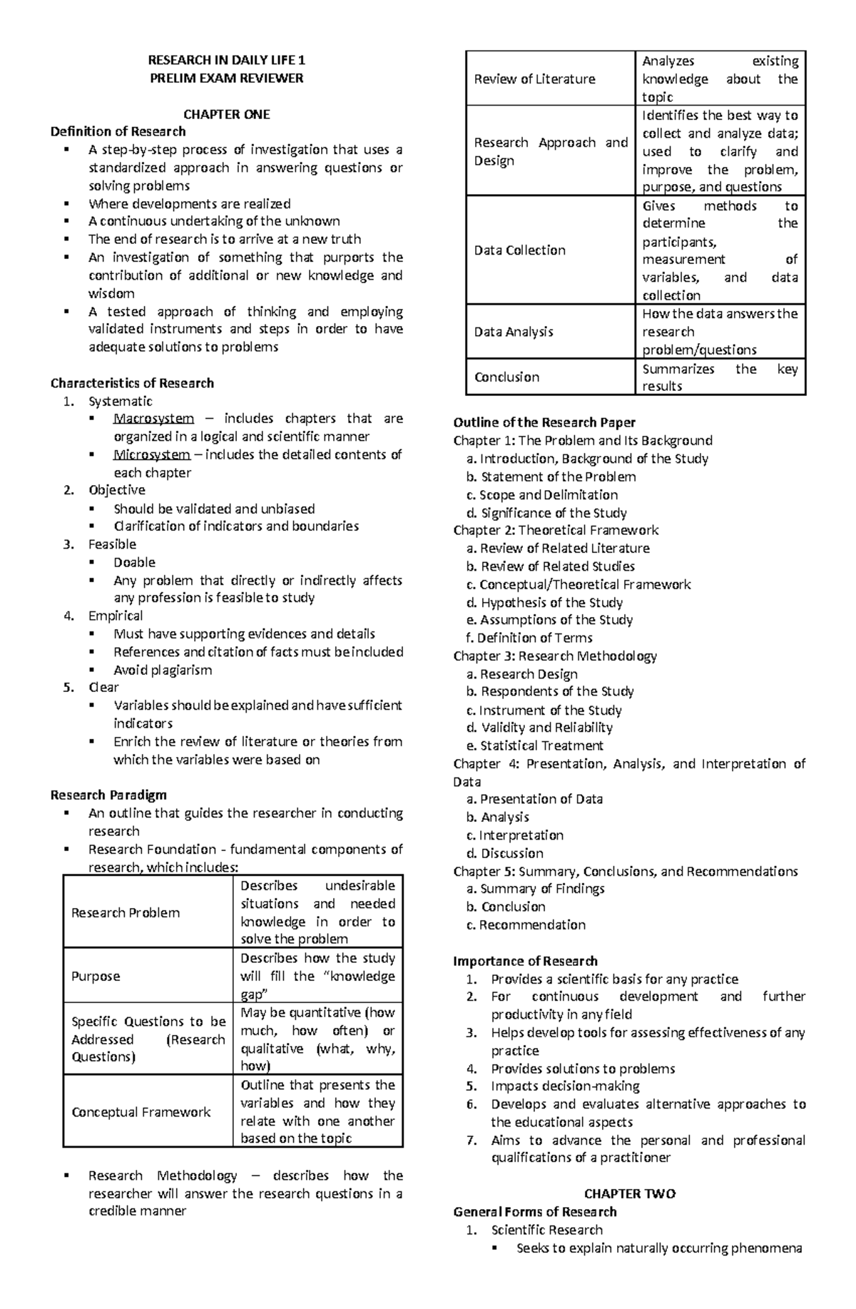 Rdl 201 prelim exam reviewer - RESEARCH IN DAILY LIFE 1 PRELIM EXAM ...