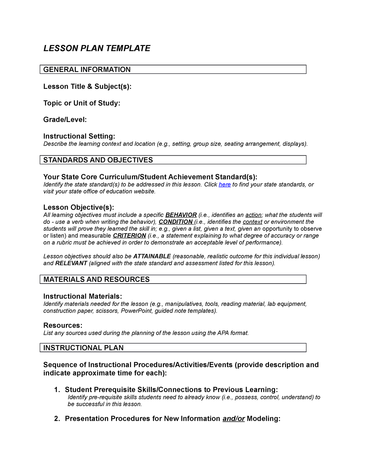 WGU Lesson Plan Template LESSON PLAN TEMPLATE GENERAL INFORMATION