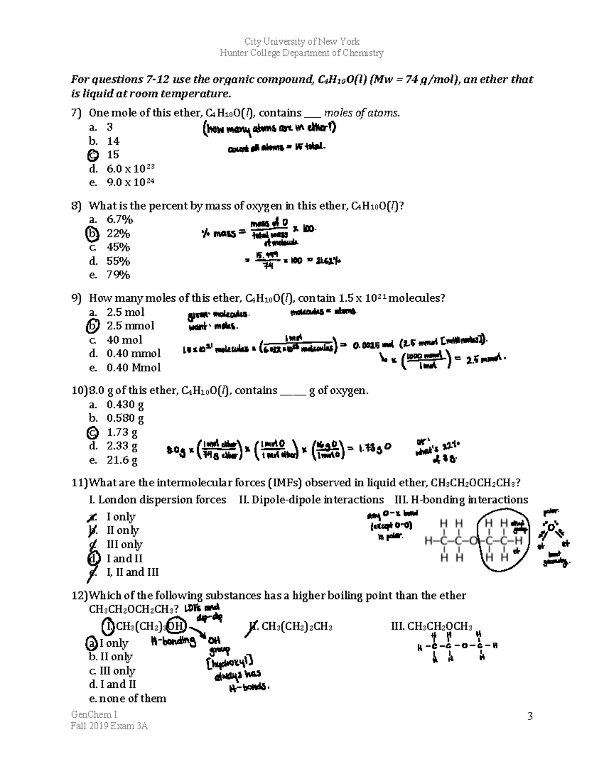 General Chemistry I 2019 Exam 3 Part 2 - City University of New York ...