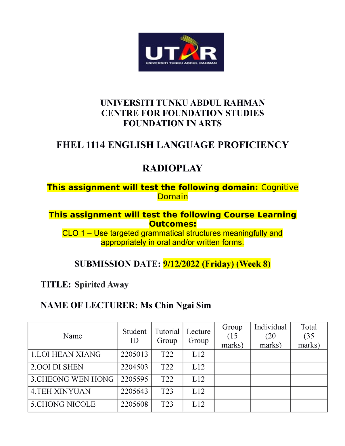 L12 G2 Assign - Asd - UNIVERSITI TUNKU ABDUL RAHMAN CENTRE FOR ...