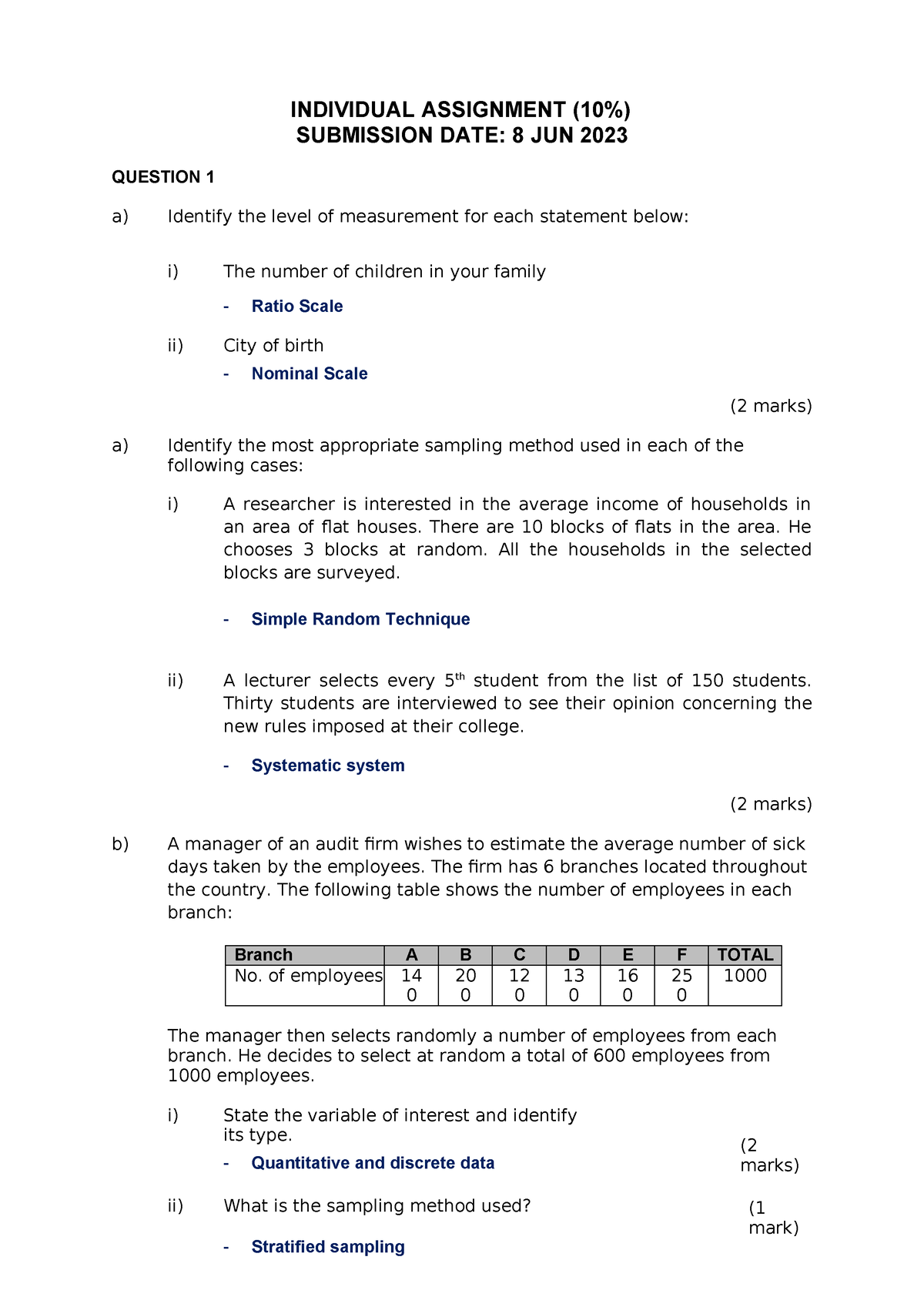 sta104 group assignment questionnaire