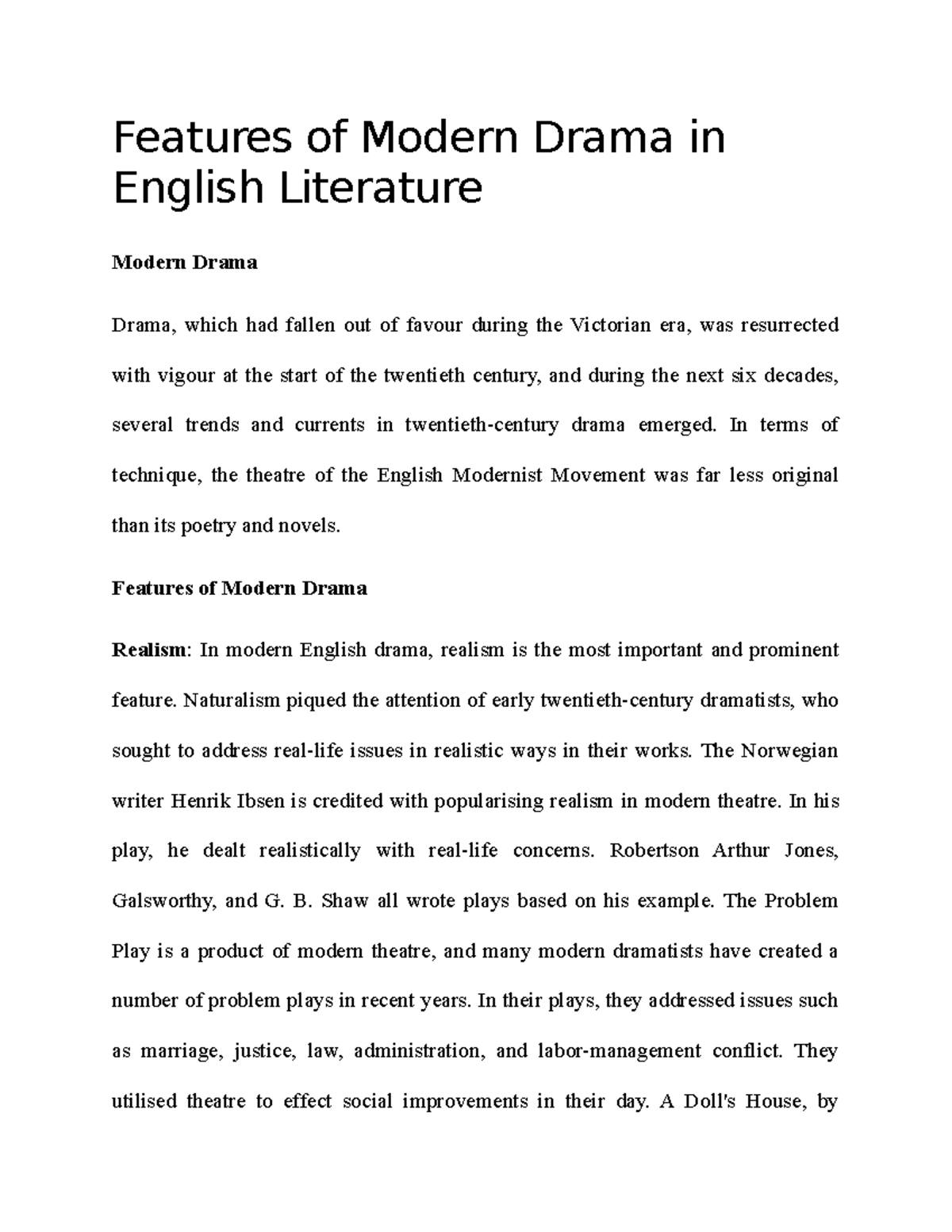 modern drama term paper topics