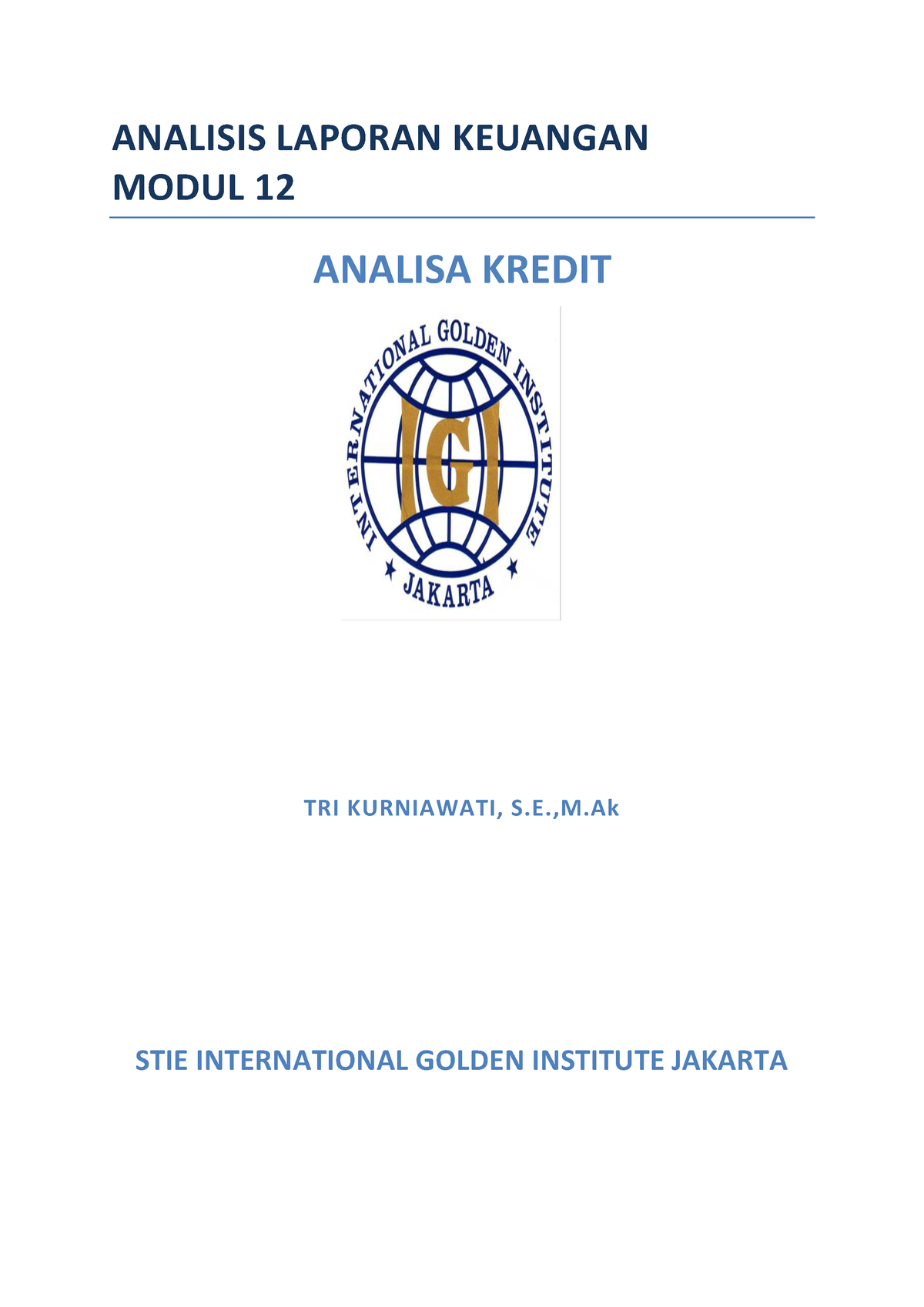 Modul Bab 12 Analisah Laporan Keuangan - ANALISIS LAPORAN KEUANGAN ...