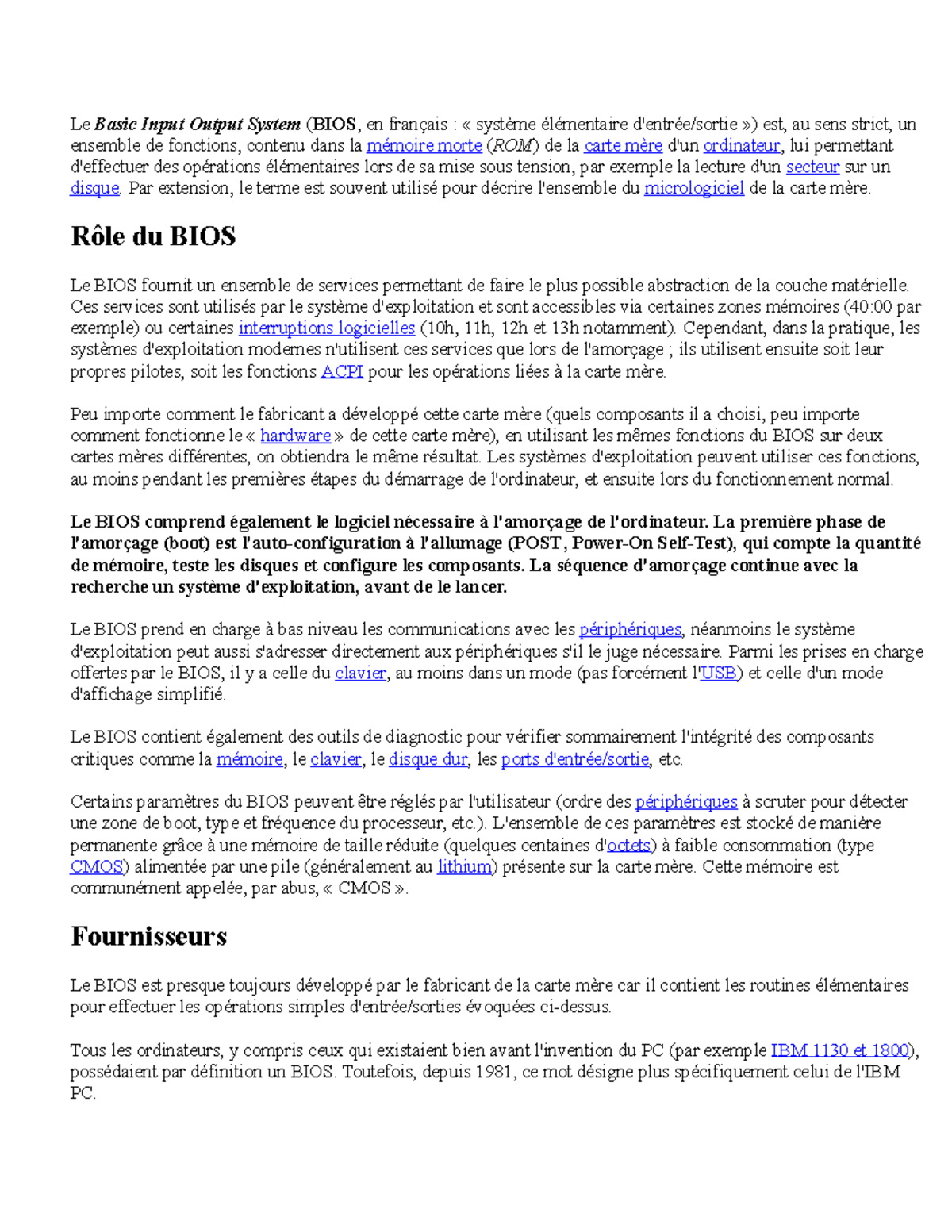 BIOS - BIOS - Le Basic Input Output System (BIOS, en français ...