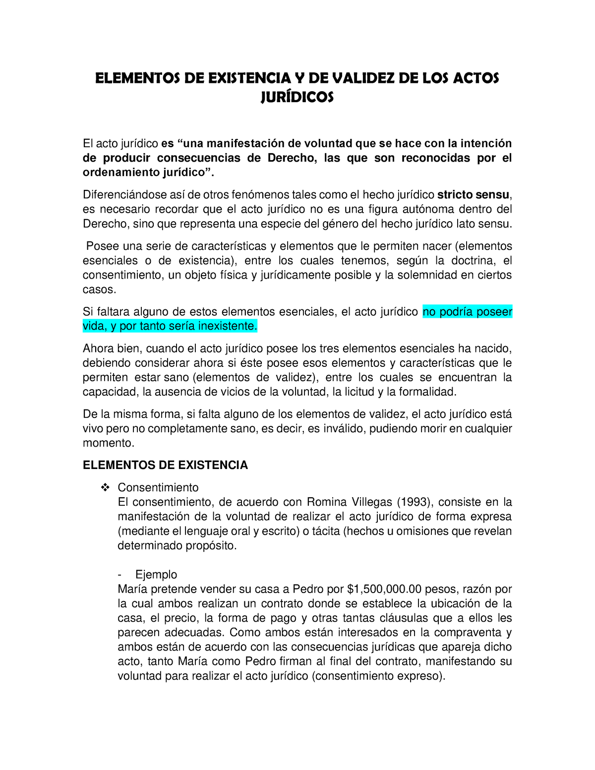 Elementos De Existencia Y De Validez De Los Actos Jurídicos Elementos De Existencia Y De 6456