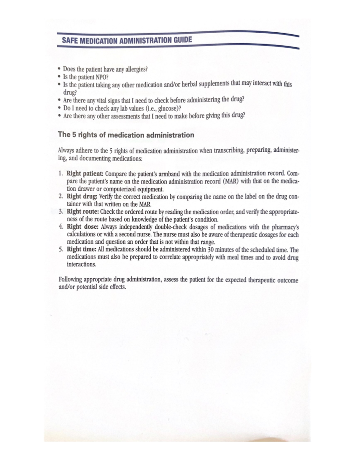 SAFE Medication Administration Guide Med surgical Studocu