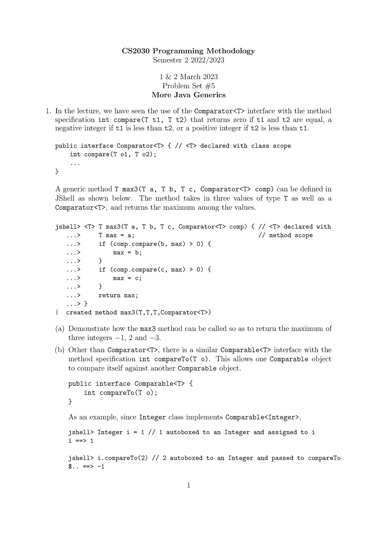 Recitation 05 - NIL - CS2030 Programming Methodology Semester 2 2022/ 1 ...