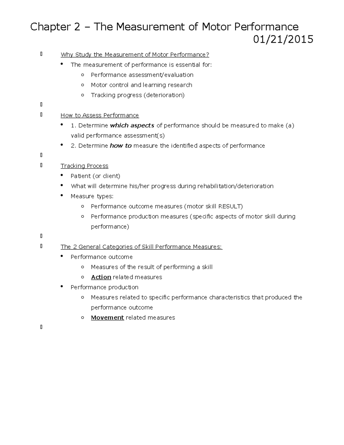 Ch - Ch. 2 - Chapter 2 – The Measurement of Motor Performance 01/21 ...
