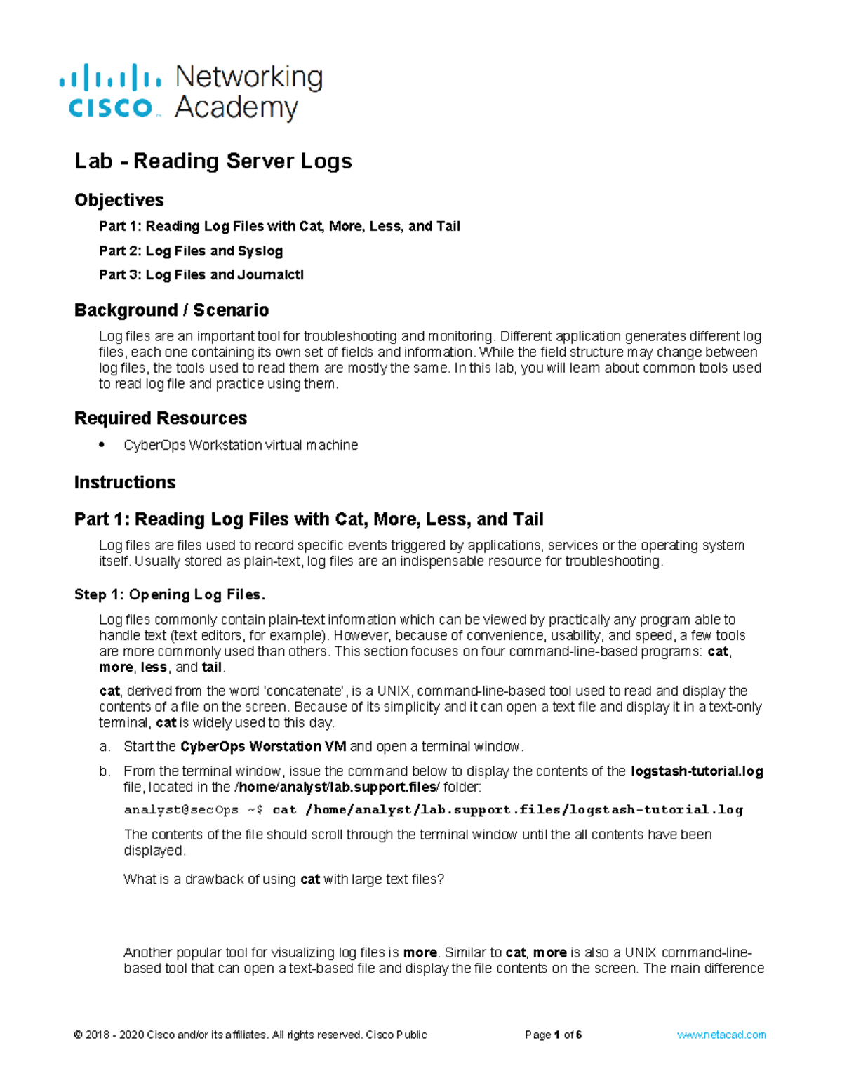 17.2.7 Lab Reading Server Logs Objectives Part 1 Reading Log Files