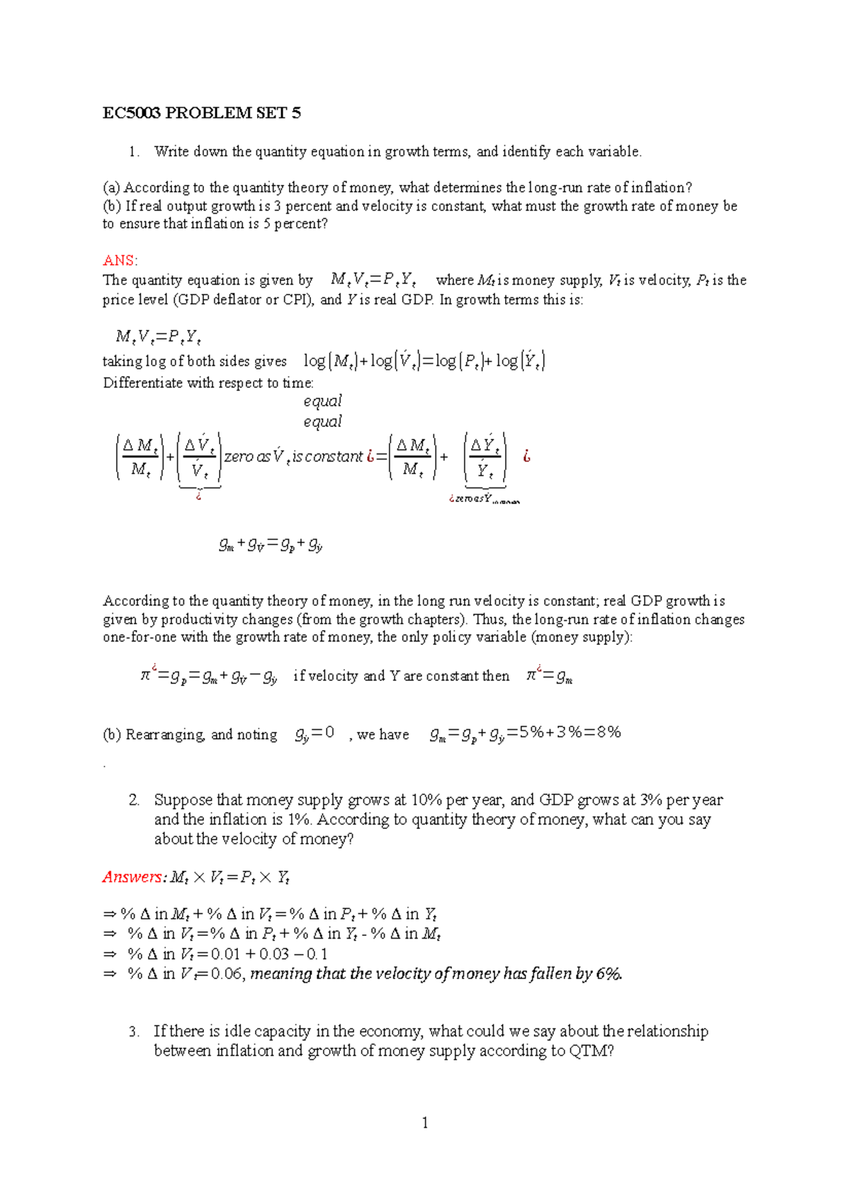 ec5003-problem-set-5-a-according-to-the-quantity-theory-of-money