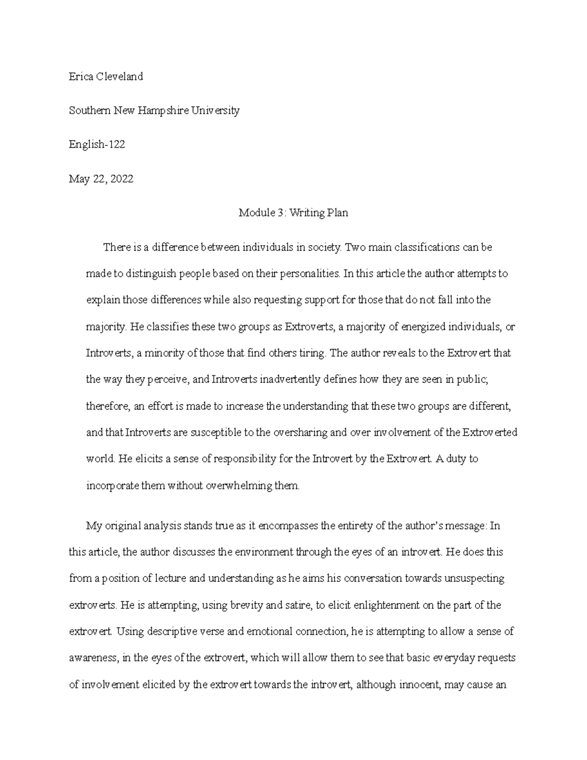 English 122 Writing Plan - ENG122 - SNHU - Studocu