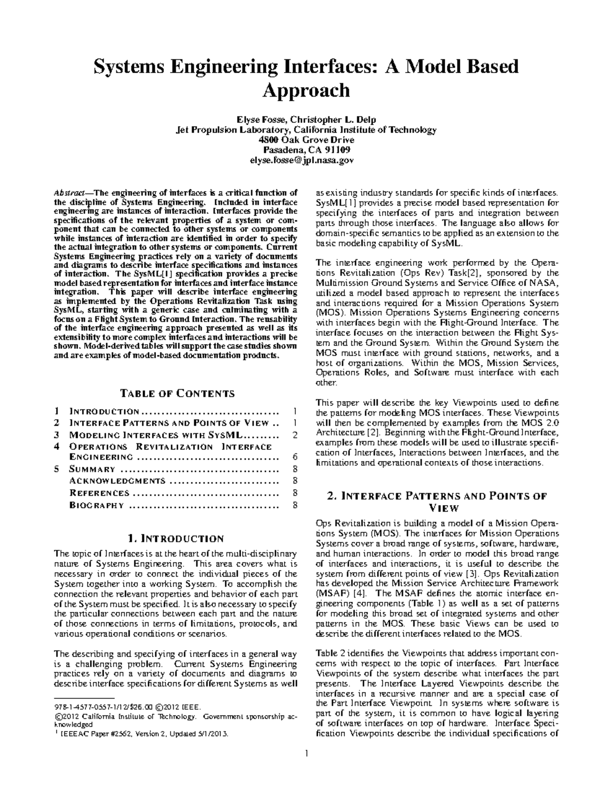 System Engineering InterfacesIEEE 2013 Systems Engineering Interfaces A Model Based Approach