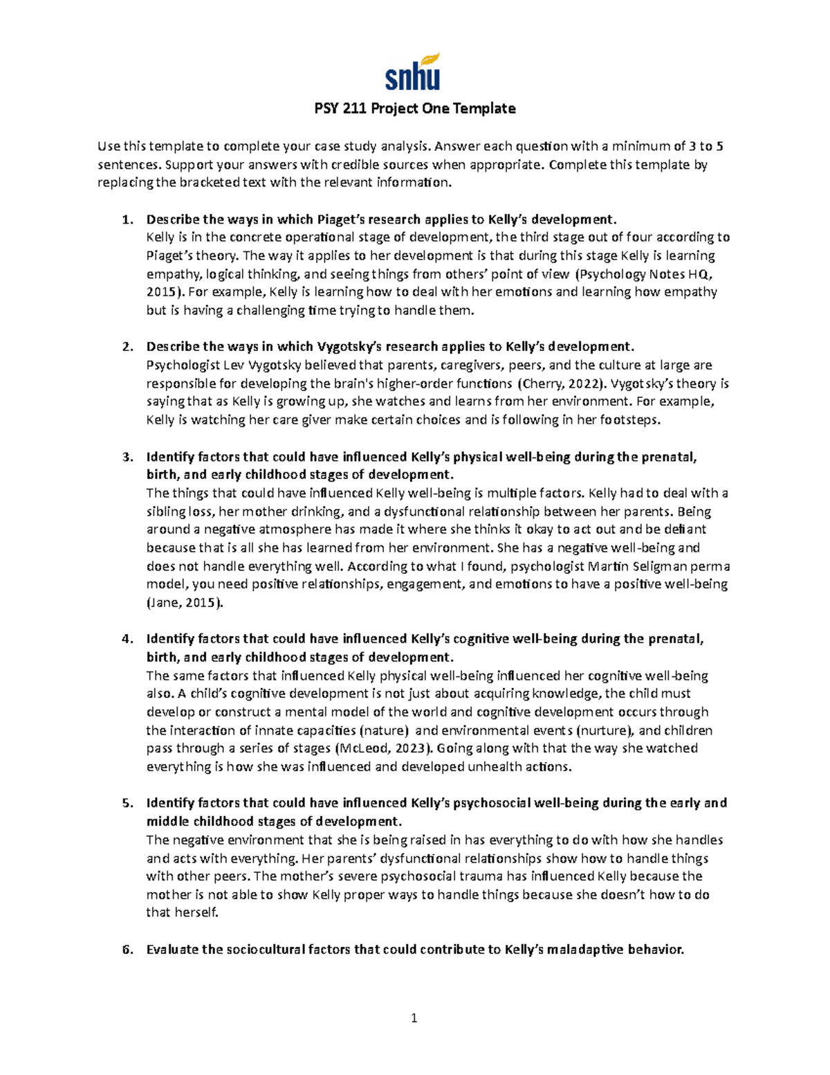 PSY 211 Project One Template module 6 PSY 211 Project One Template PSY 211 Project One Template module 6 PSY 211 Project One Template