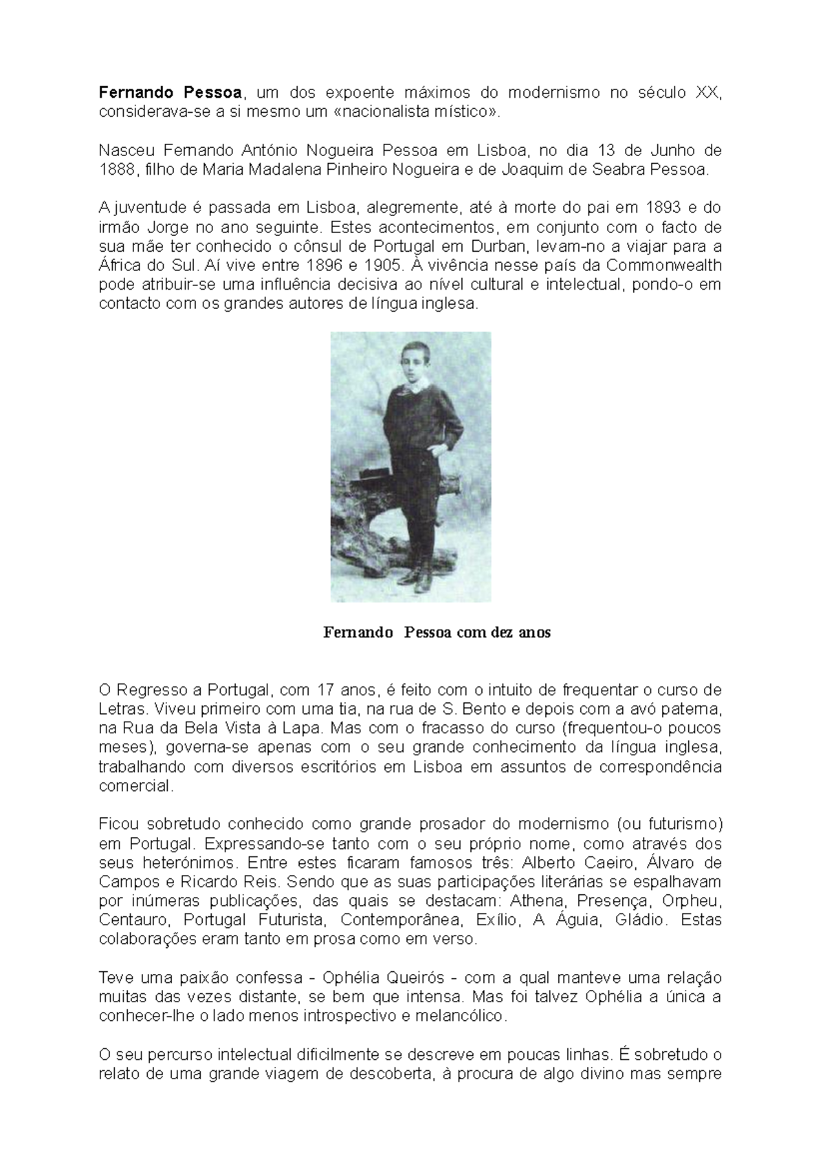 Biografia de Fernando Pessoa e Miguel Torga - Fernando Pessoa, um dos ...