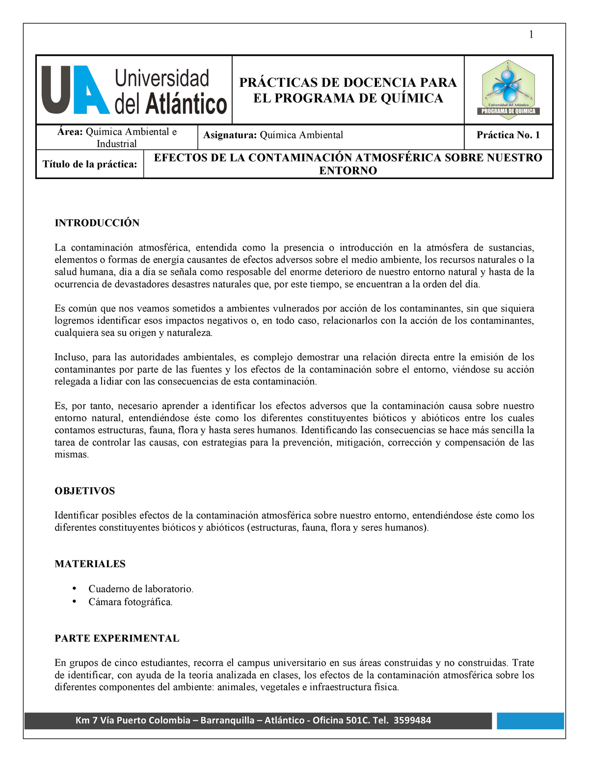 Pr Ctica Efectos De La Contaminaci N Atmosf Rica Sobre Nuestro Entorno Studocu