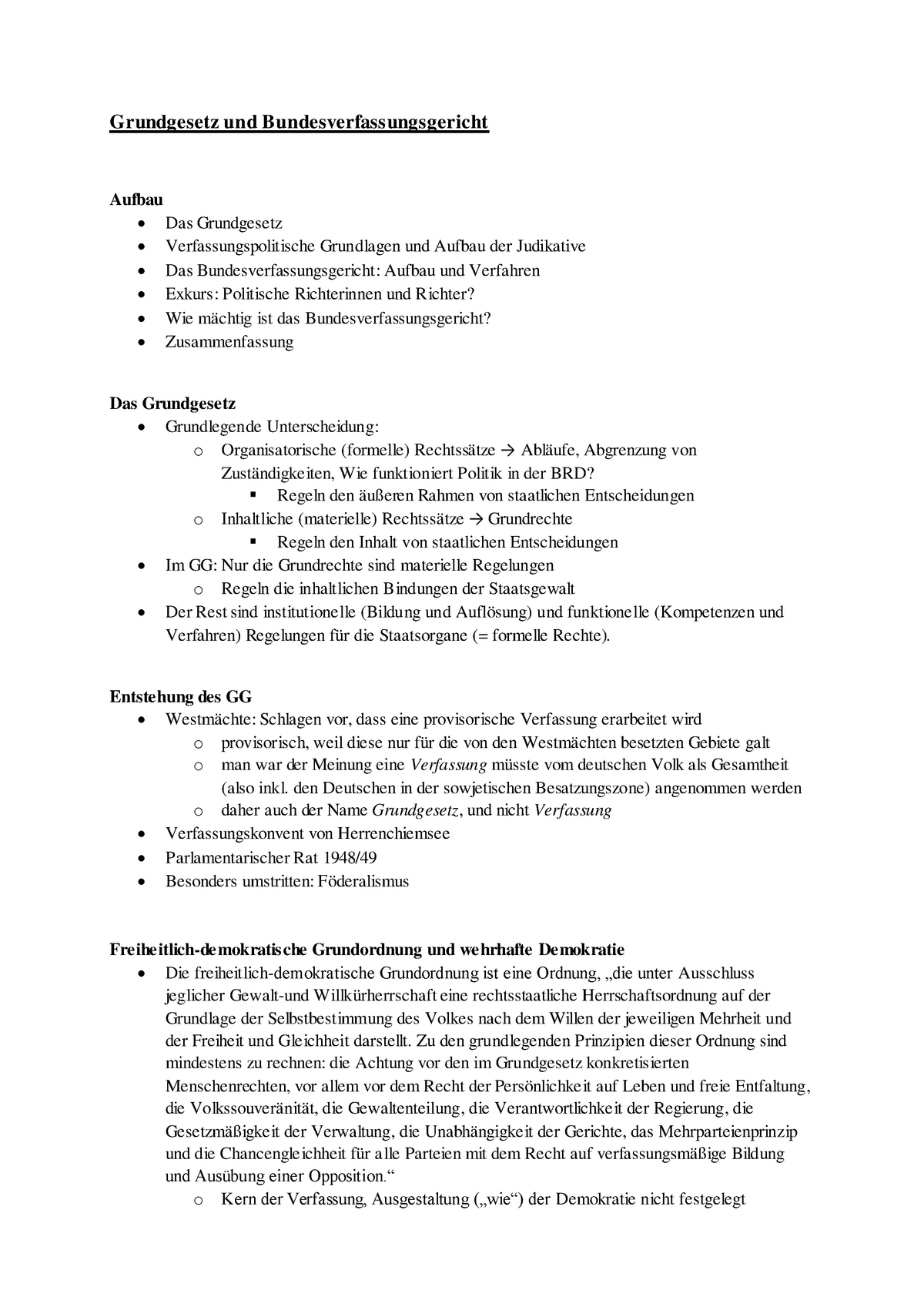 Politisches System Der Bundesrepublik Deutschland - Grundgesetz Und ...