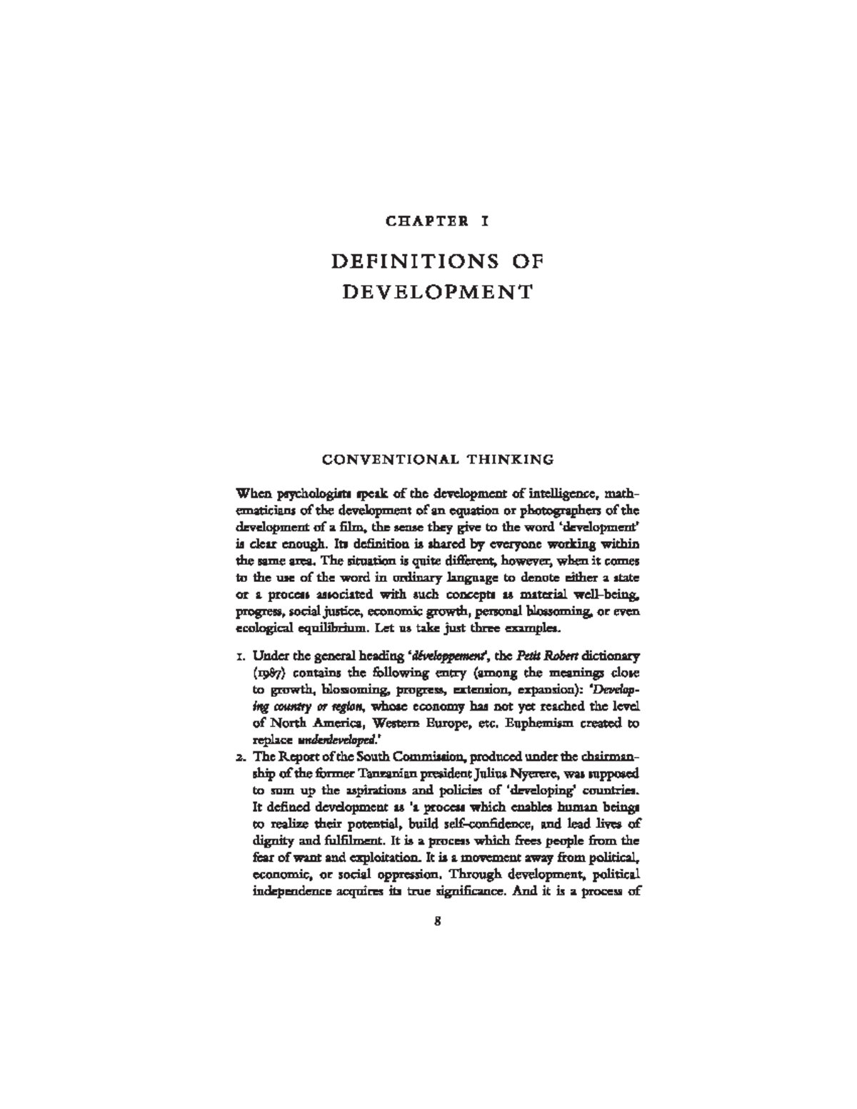 Rist Chapter One - CHAPTER I DEFINITIONS OF DEVELOPMENT CONVENTIONAL ...