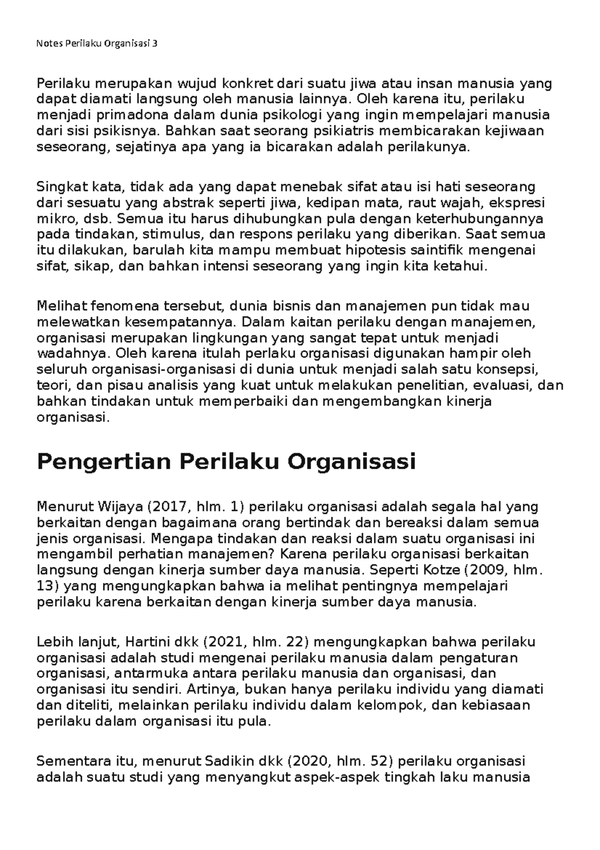 Notes Perilaku Organisasi 3 - Oleh Karena Itu, Perilaku Menjadi ...