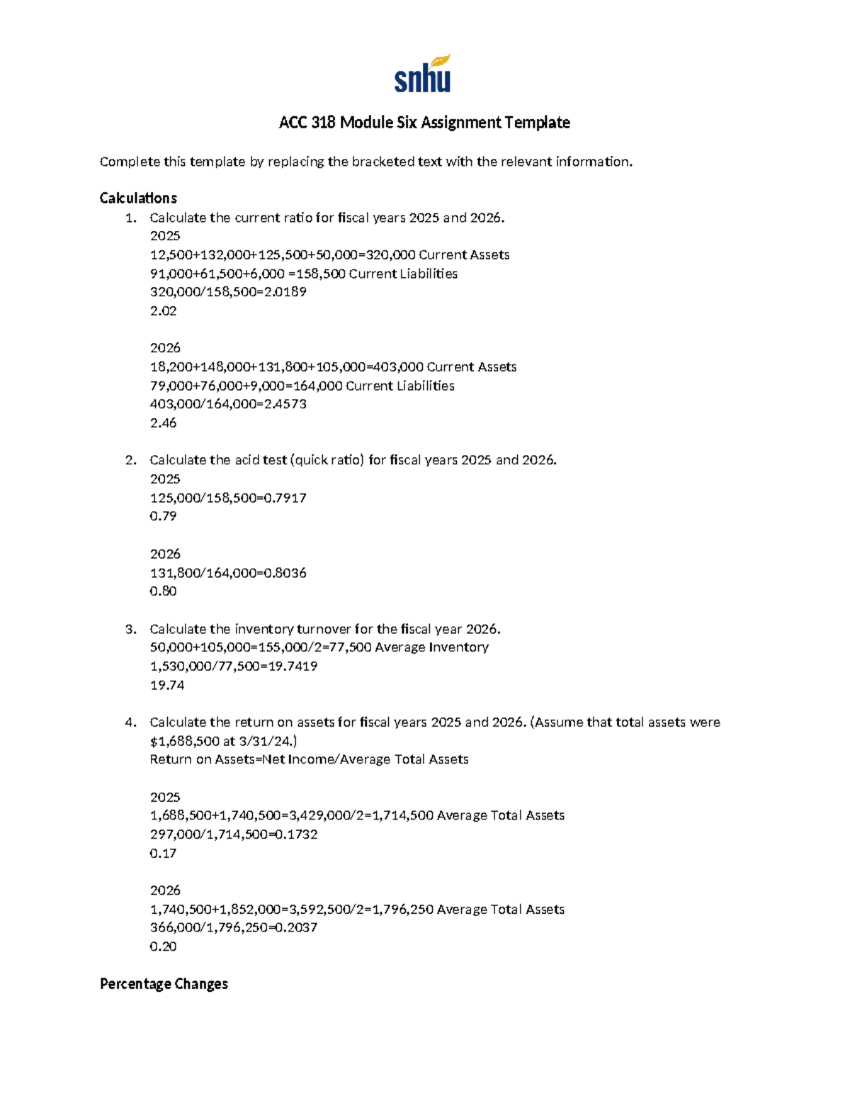 ACC 318 Module Six Assignment Template - ACC 318 Module Six Assignment ...