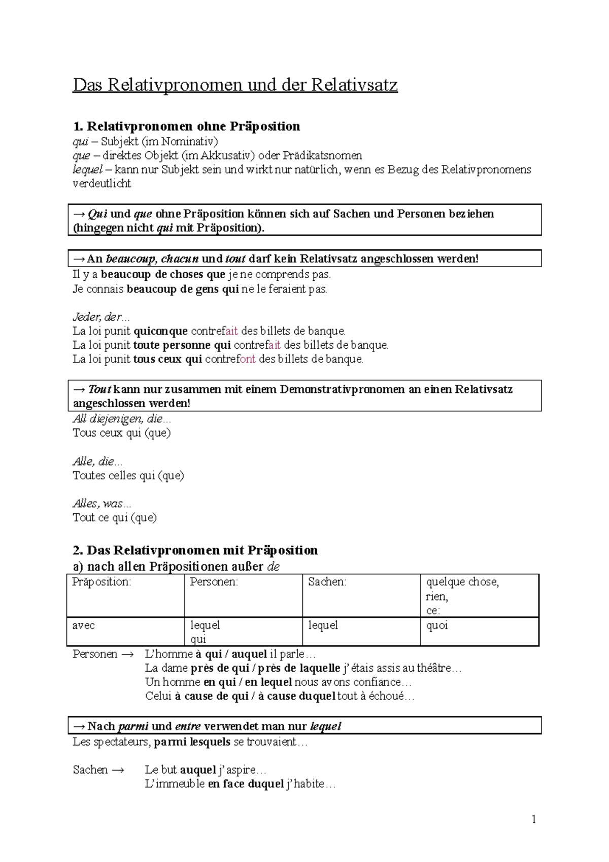 Das Relativpronomen Und Der Relativsatz - Relativpronomen Ohne Qui ...