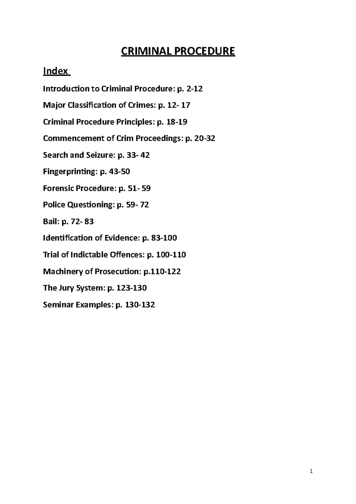 Criminal Procedure Lecture NEW - CRIMINAL PROCEDURE Introduction to ...