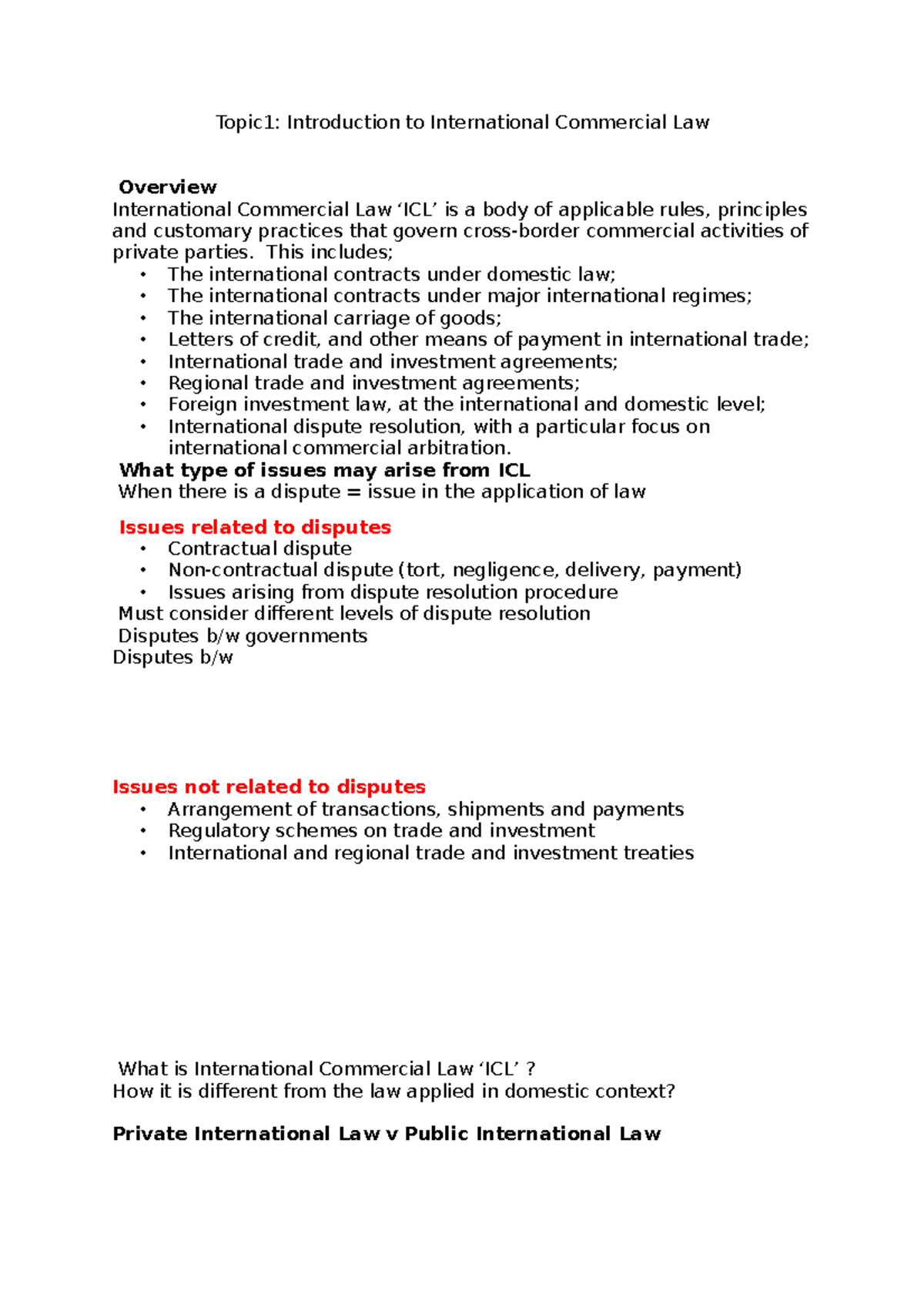 MLL336 - week 1 notes - Topic1: Introduction to International ...