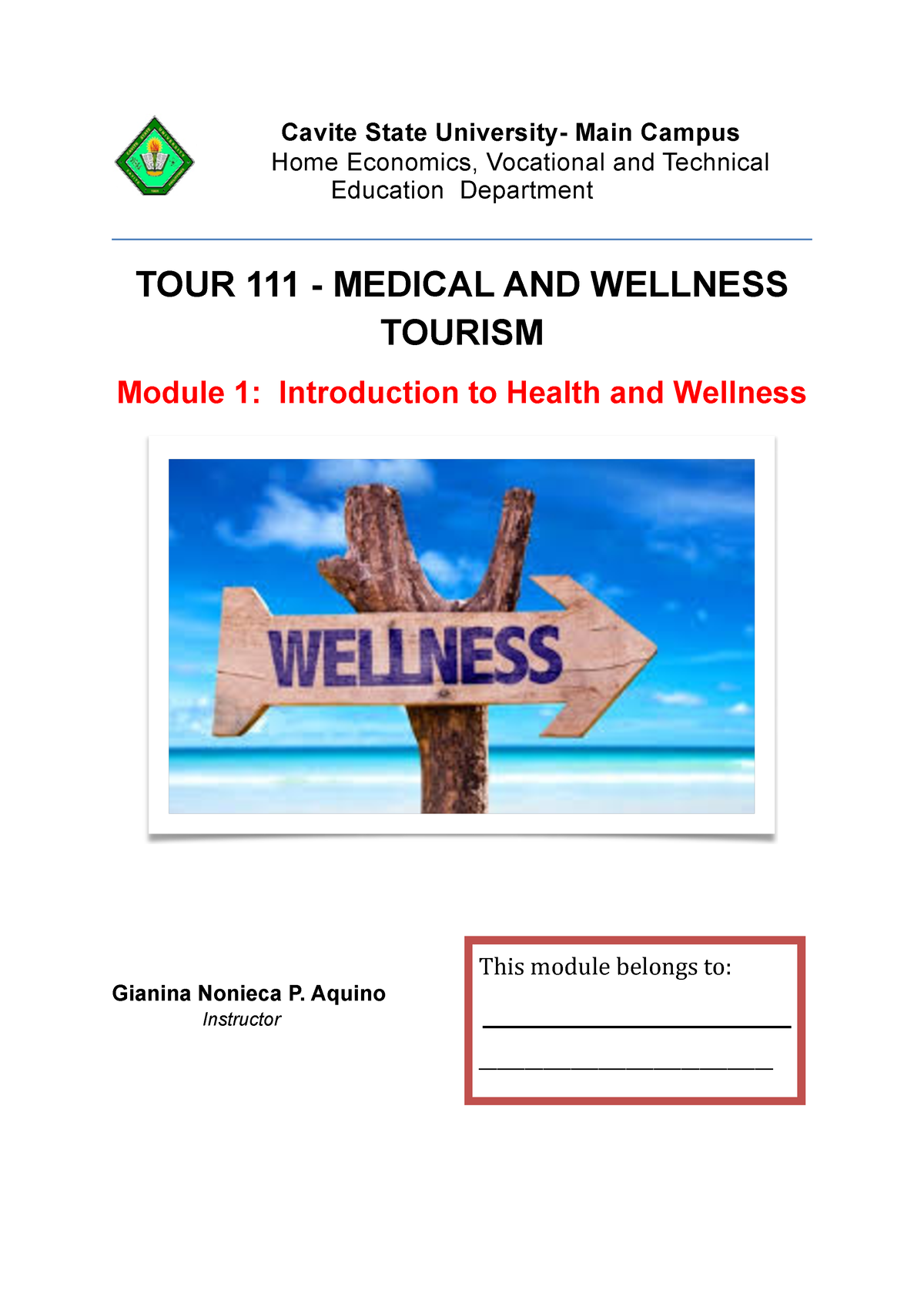 Module 1- Introduction To Health And Wellness - This Module Belongs To ...