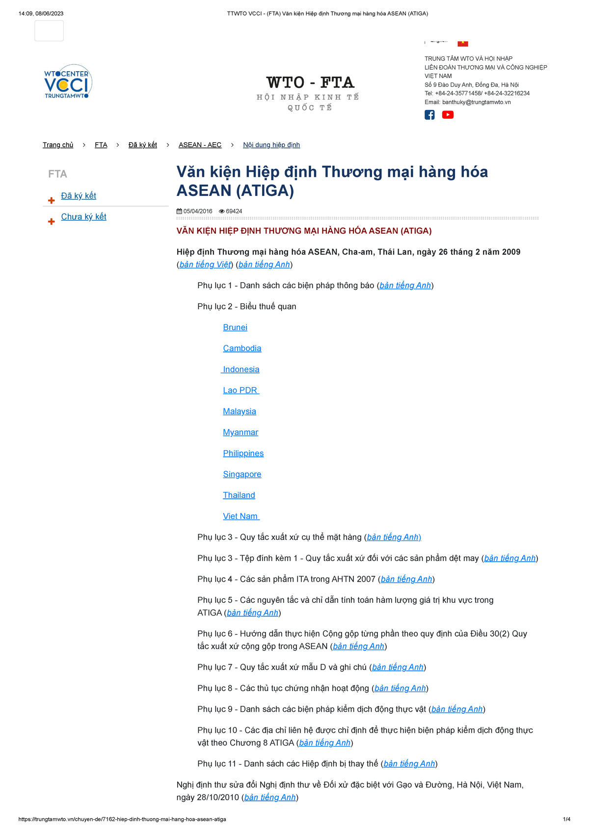 Ttwto VCCI - (FTA) Văn Kiện Hiệp định Thương Mại Hàng Hóa Asean ( Atiga ...