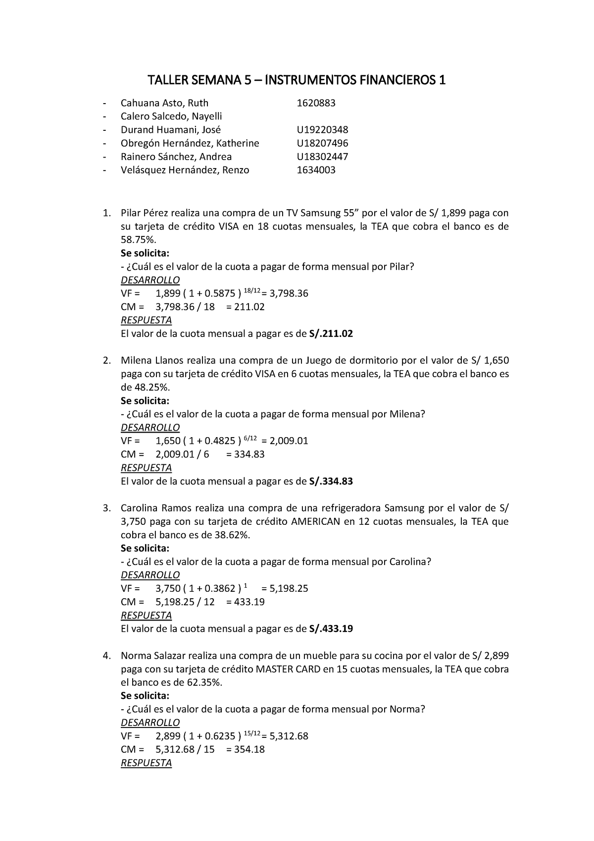 Taller Semana 5 - Contabilidad Básica Preparación Examen - TALLER ...