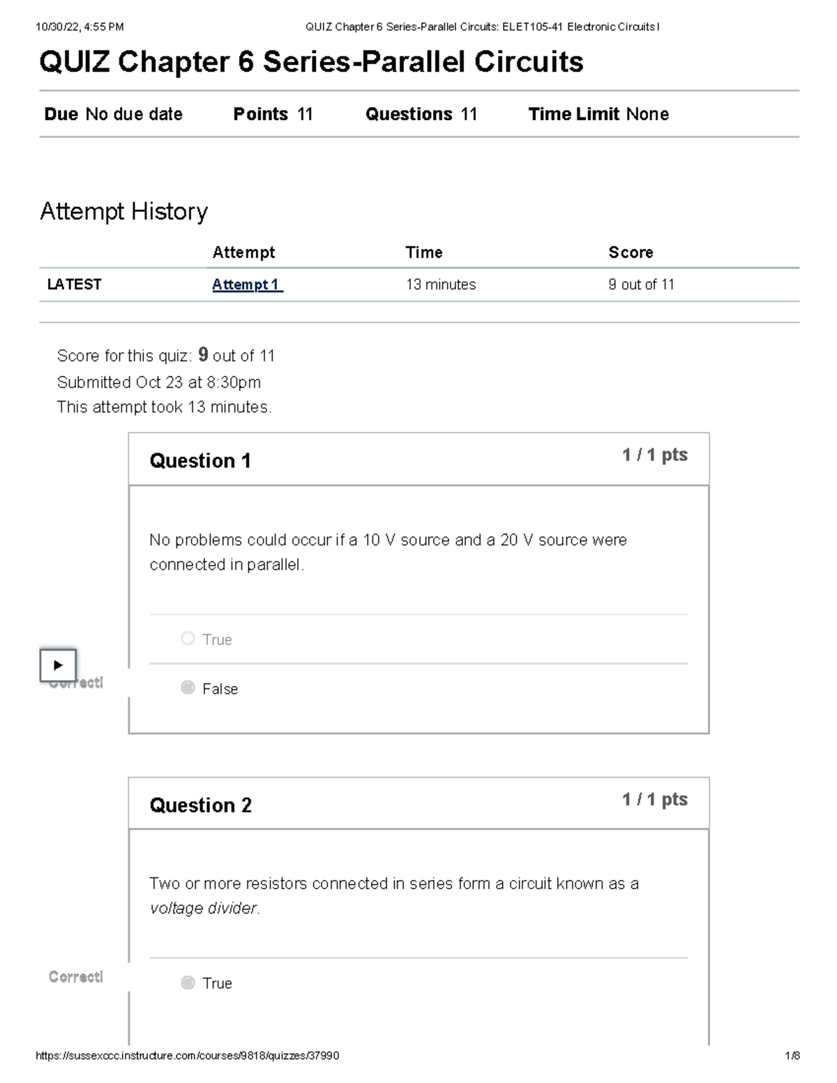 QUIZ Chapter 6 SeriesParallel Circuits ELET10541 Electronic Circuits