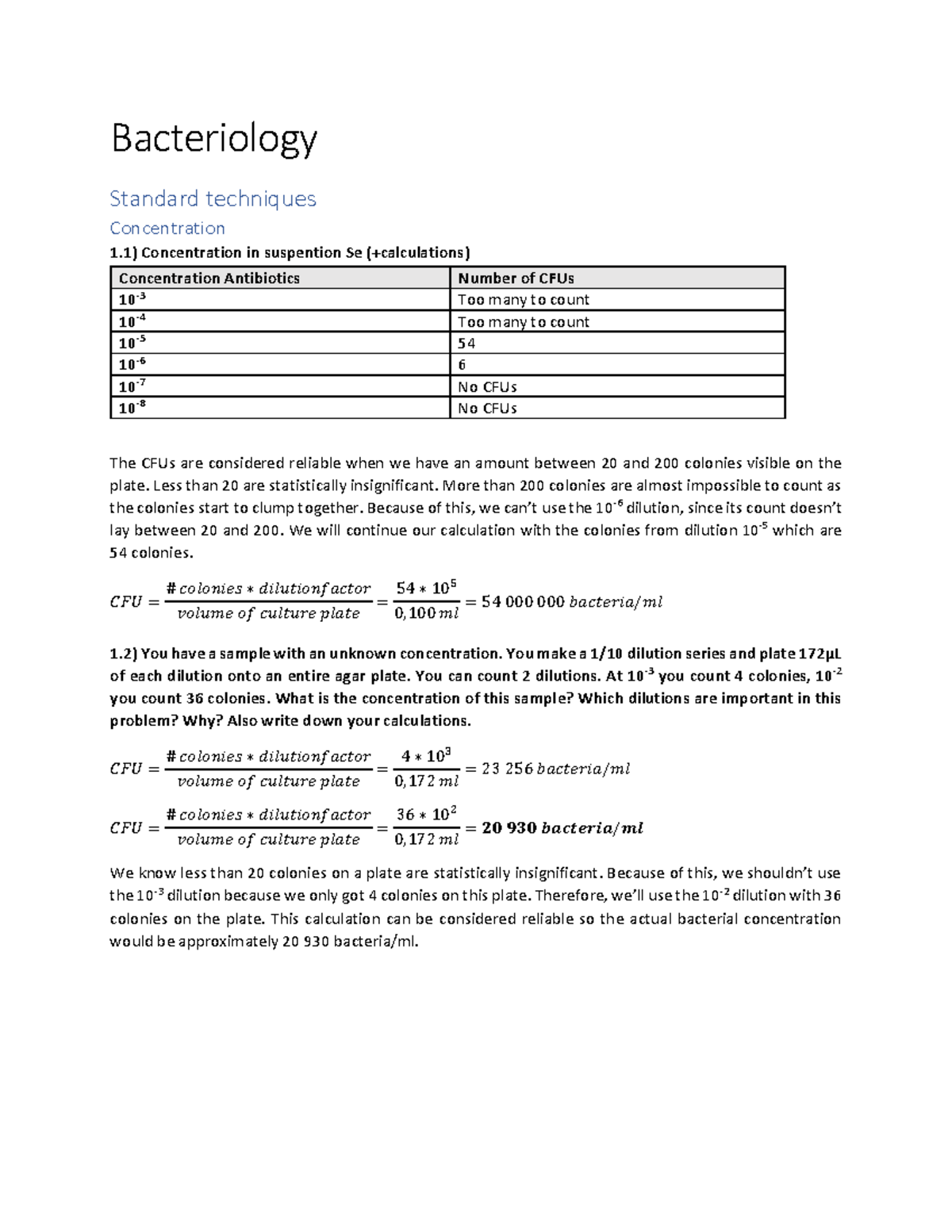 Algemene Microbiologie Practicum Lab Notes Bacteriology Bacteriology Standard techniques