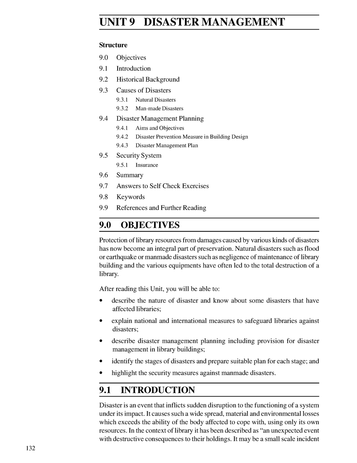 DISASTER MANAGEMENT - Library Functions and Operations UNIT 9 DISASTER ...