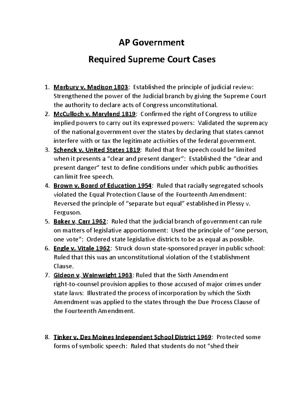 Required Court Cases Ap Gov 2024 Megan Sibylle