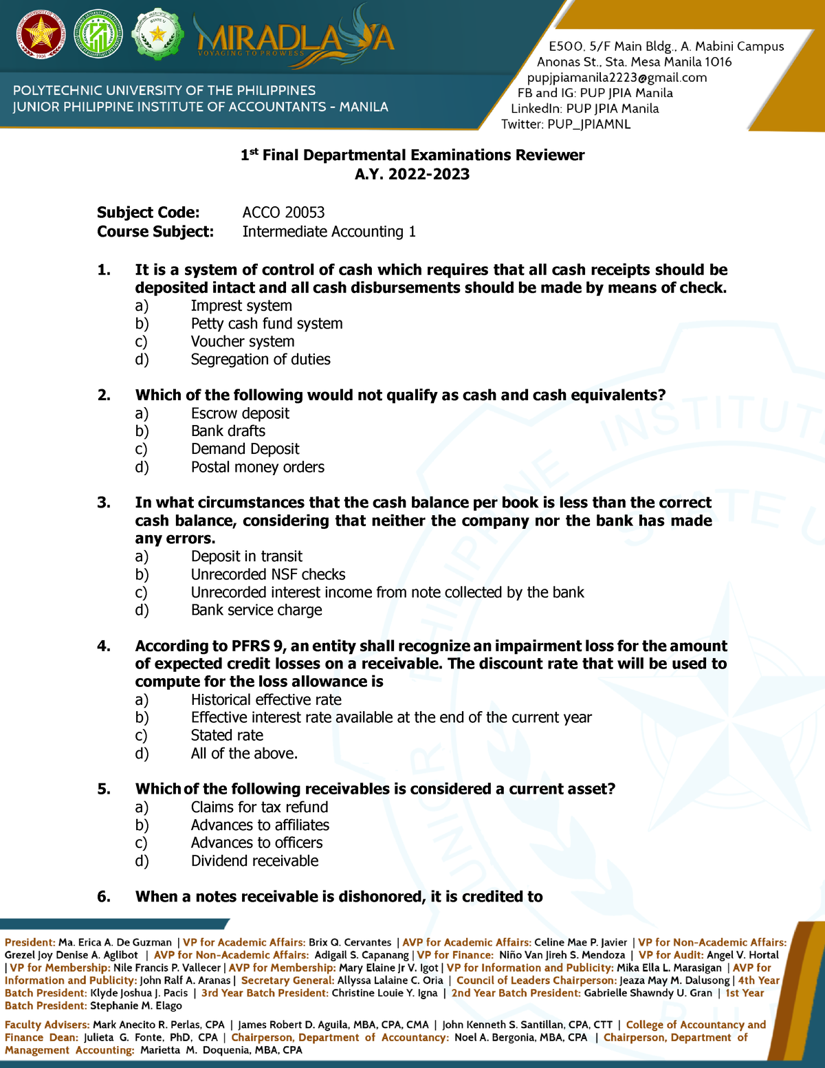 Intermediate Accounting Reviewer Finals With Answer Key(JPIA) - 1 St ...