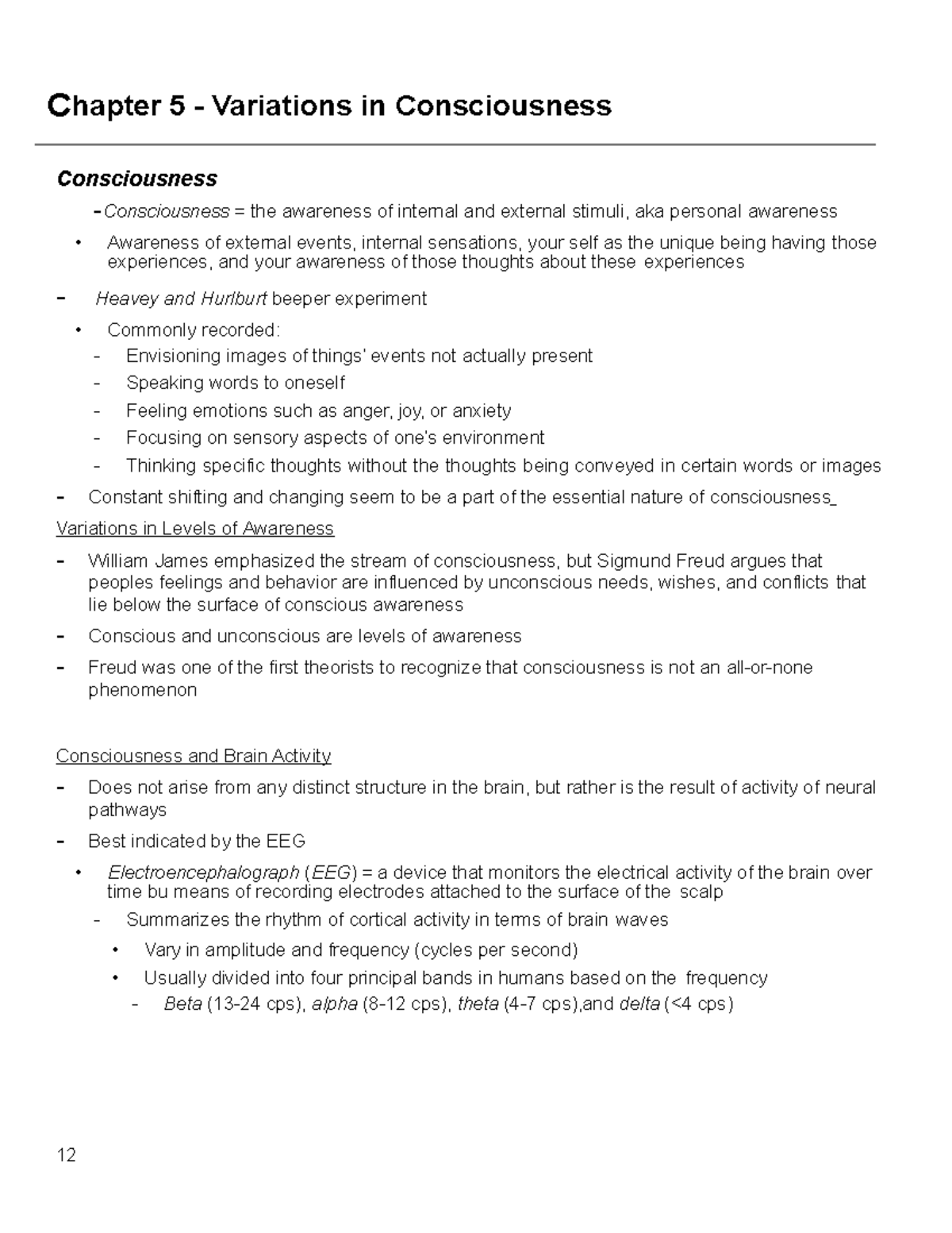 Chapter 5 - Variations In Consciousness - 12 Chapter 5 - Variations In ...