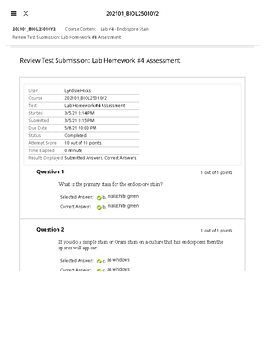 Lab 8 - Lab Assessment - 202101_BIOL25010Y Review Test Submission: Lab ...