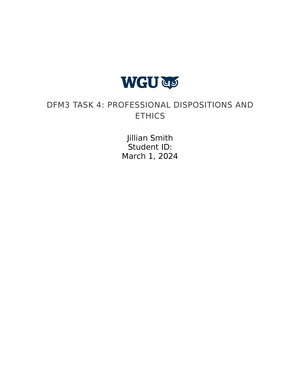 Task 3 Interview - D090 - WGU DFM3 TASK 3: ADDRESSING MENTAL HEALTH ...