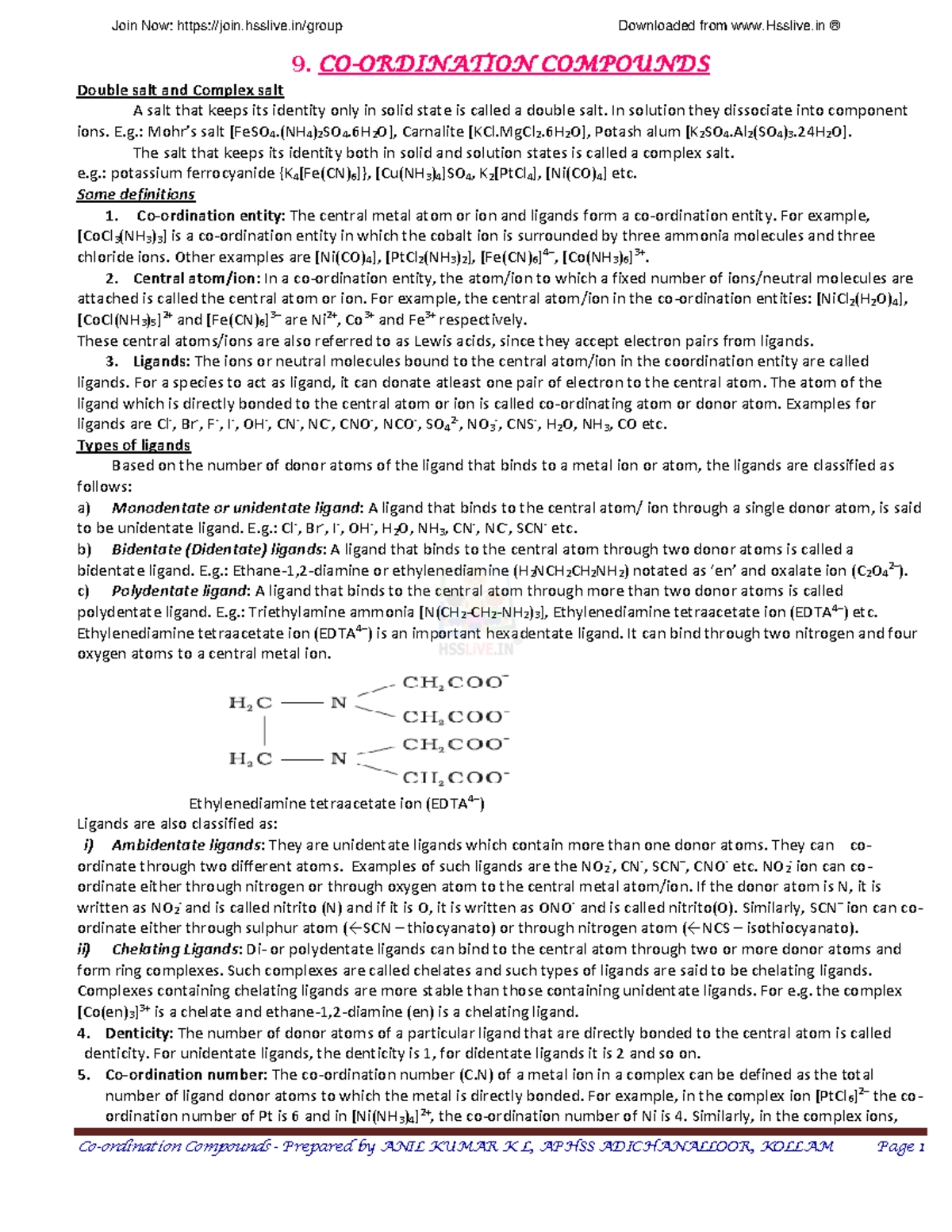 Hsslive-xii-chemistry-notes-anil-9. Coordination Compounds - 9. CO ...