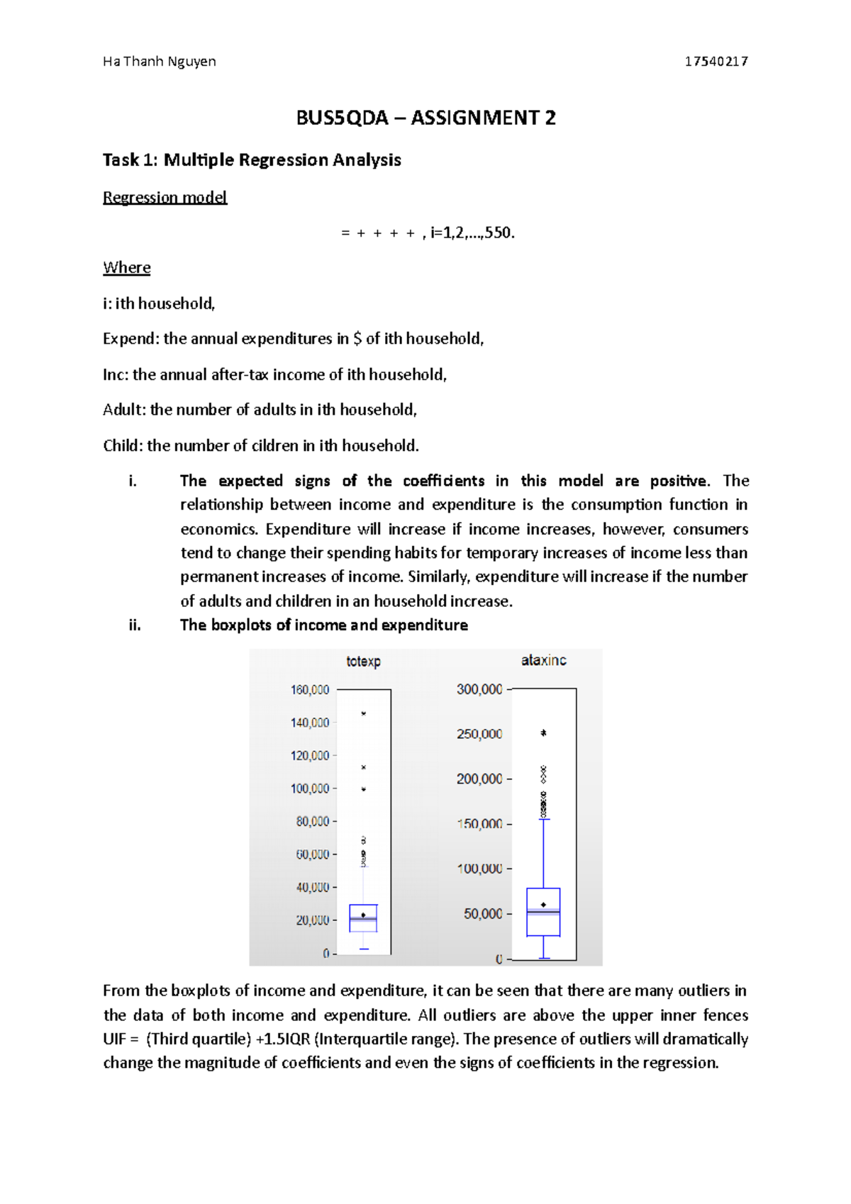 BUS5QDA assignment 2 - BUS5QDA – ASSIGNMENT 2 Task 1: Multiple ...